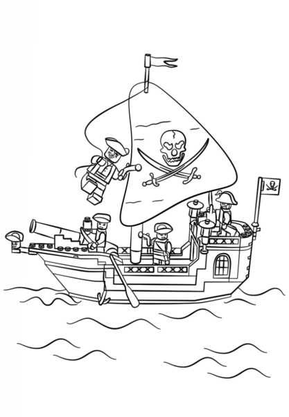 Tranh tô màu thuyền hoạt hình