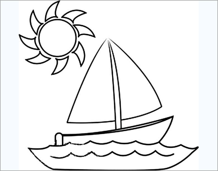 Tranh tô màu thuyền và ông mặt trời