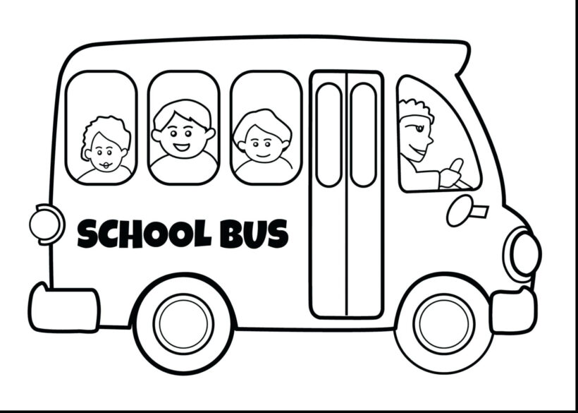 Tranh tô màu xe buýt chở các học sinh bên trong