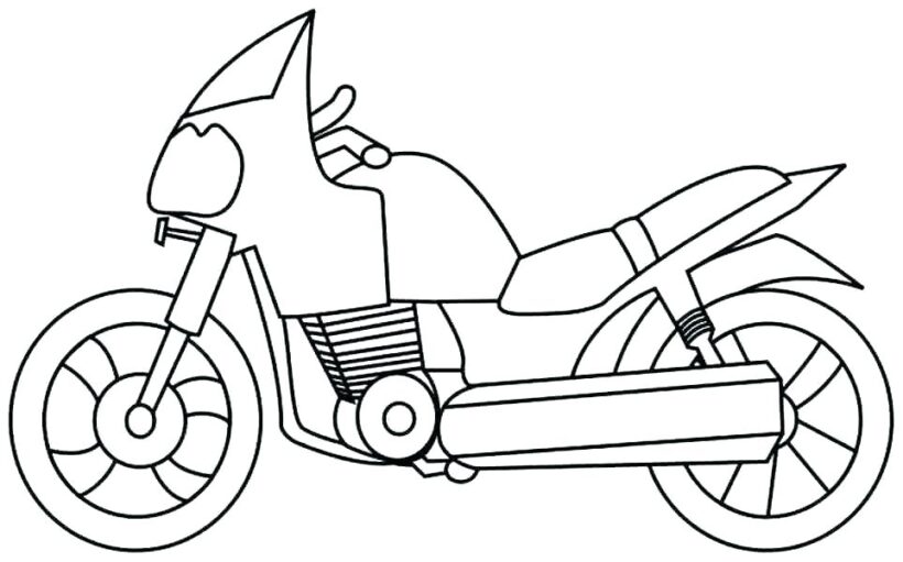 Tranh tô màu xe máy đua hình vẽ đơn giản