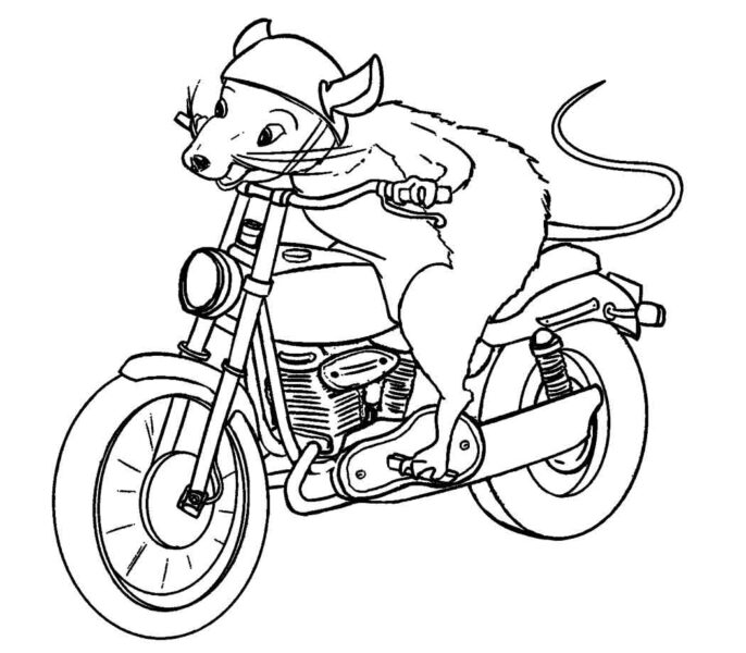 Tranh tô màu xe máy và con chuột