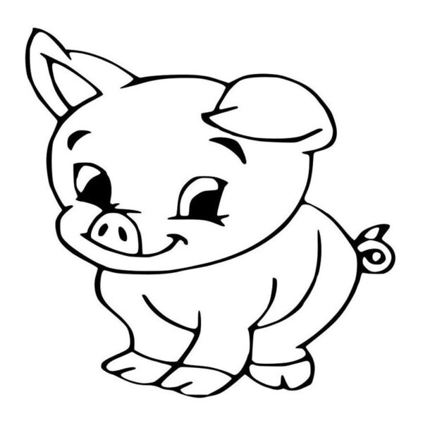Tranh vẽ con lợn dễ thương cho bé tập tô