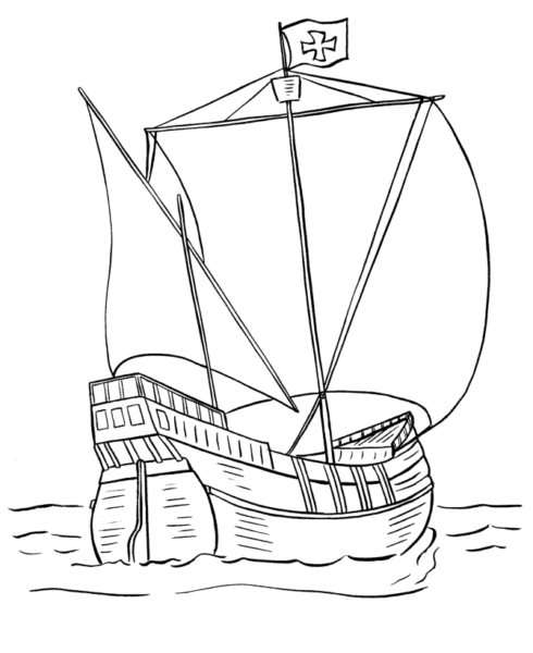 Tranh vẽ đen trắng thuyền cho bé tập tô