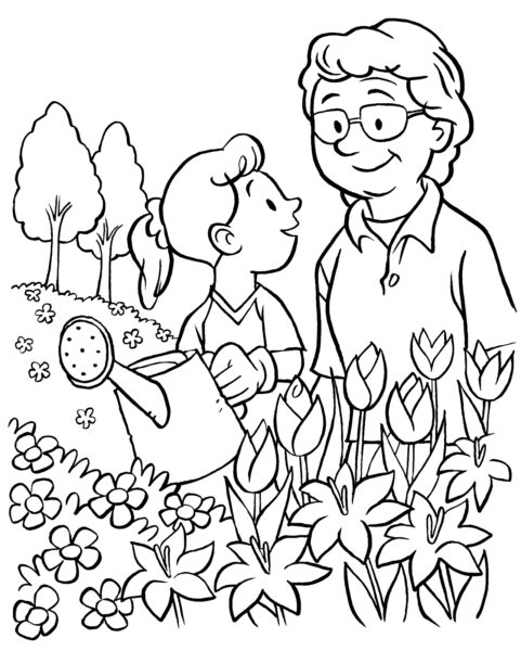 Tranh vẽ đen trắng vườn hoa cho bé tập tô