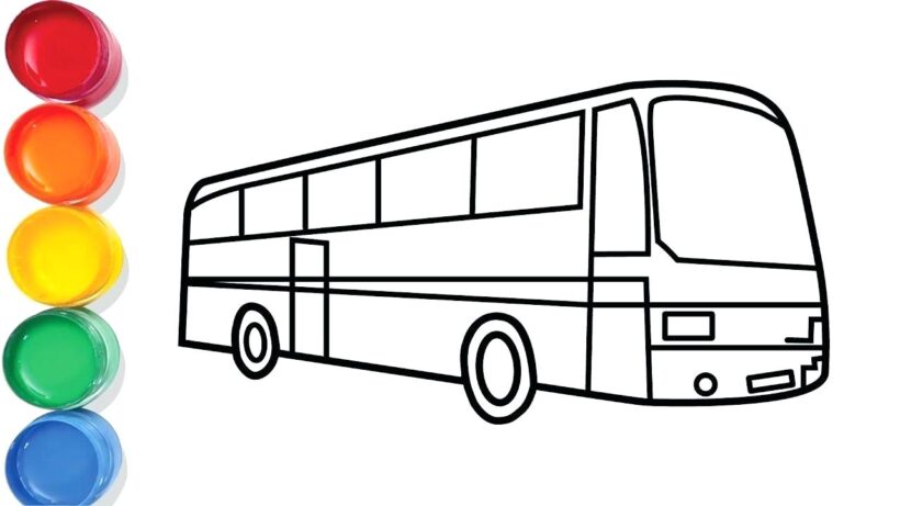Tranh vẽ đơn giản xe buýt cho bé tô màu
