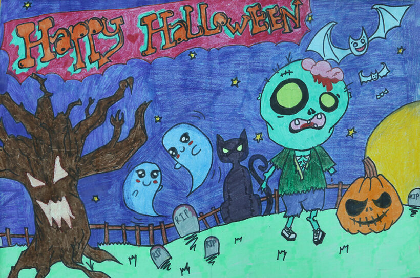 tranh vẽ halloween độc đáo cho học sinh lớp 7