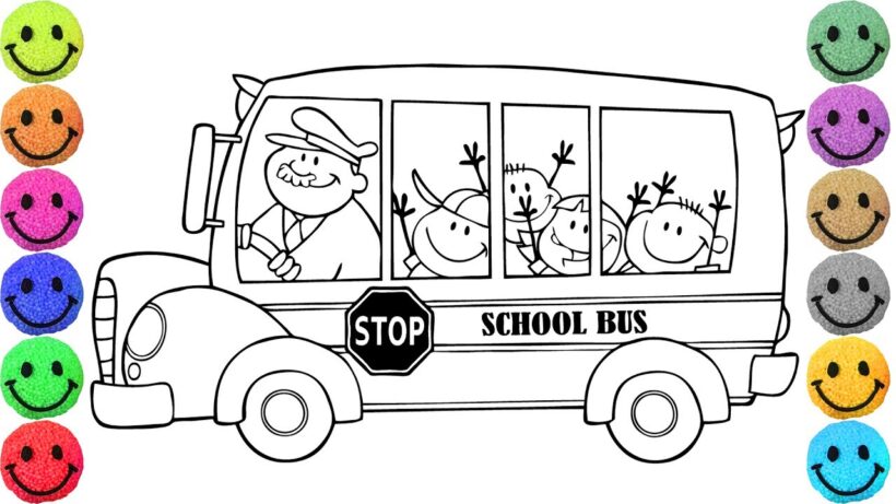 Tranh vẽ xe buýt dành chở học sinh