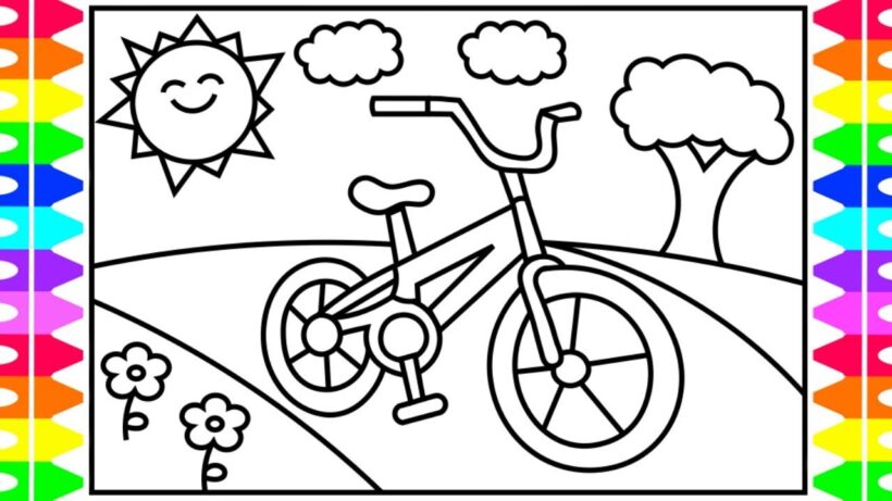 Tranh vẽ xe đạp cho bé tập tô