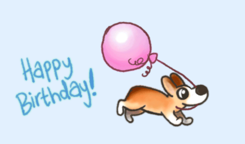 hình động sinh nhật chú chó và quả bóng