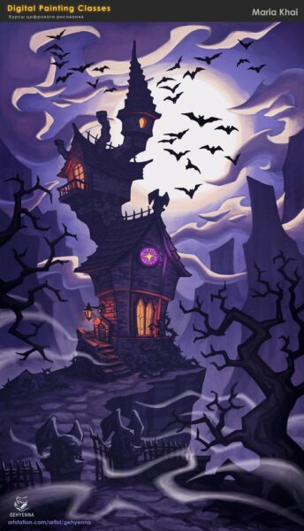Hình ảnh halloween ngôi nhà ma và những con rơi