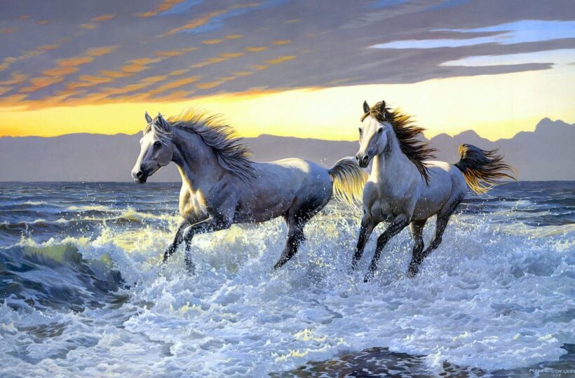 Hình ảnh con ngựa phi trên bãi biển đẹp