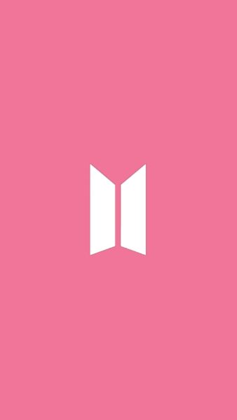 Hình ảnh logo BTS màu trắng trên nền hồng