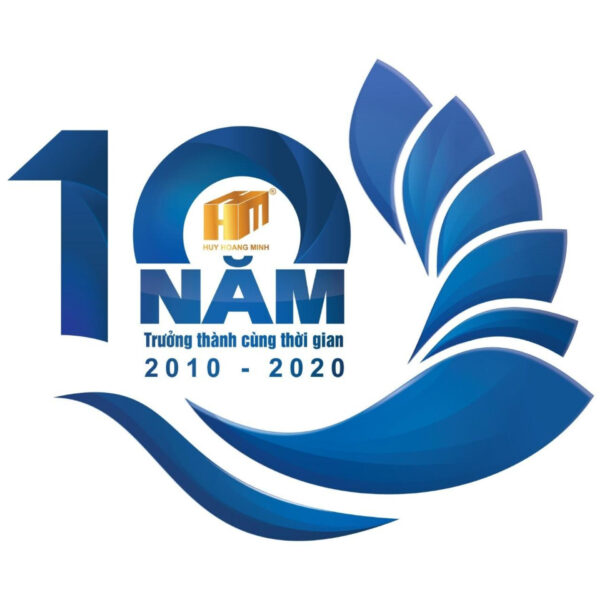 Mẫu logo kỷ niệm 10 năm đẹp nhựa Huy Hoàng