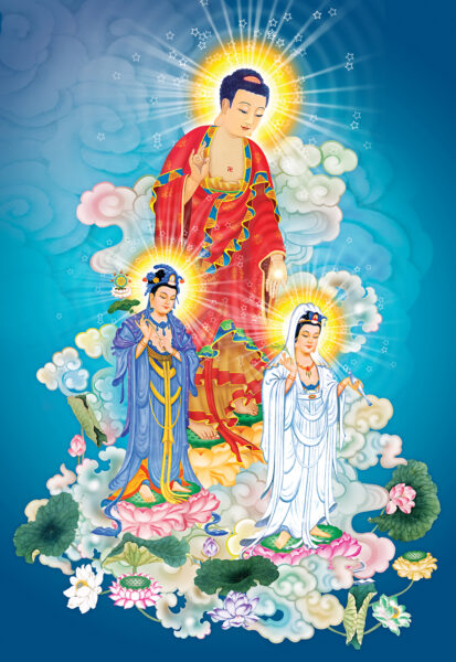 Hình ảnh Phật A Di Đà và hai vị thánh