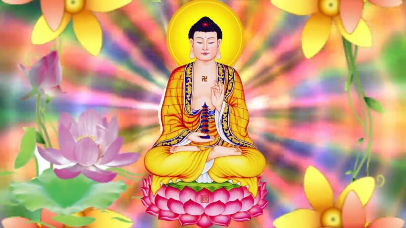 Hình ảnh Phật Dược Sư và những bông hoa Sen