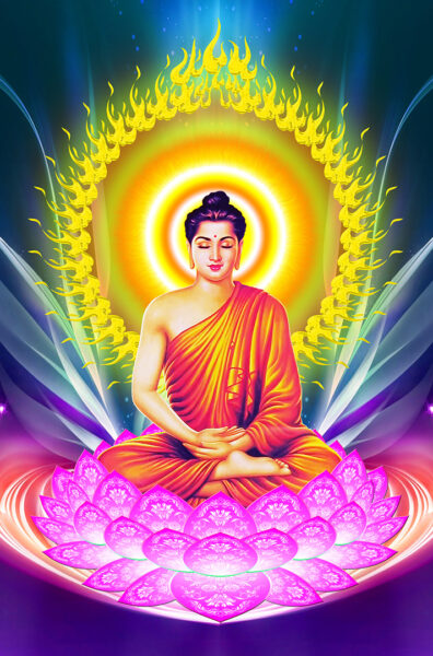Hình ảnh Phật Thích Ca Mâu Ni toả ánh sáng hào quang
