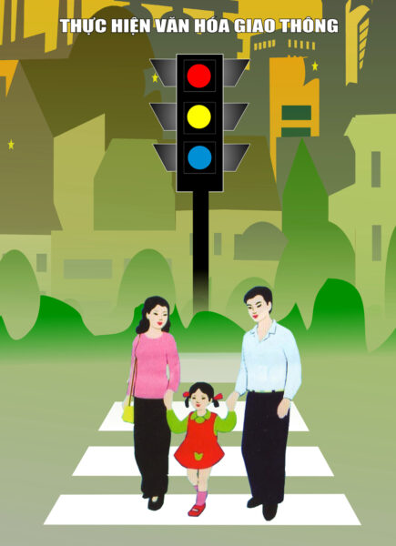 Hình ảnh an toàn giao thông - Sang đường theo đèn tín hiệu