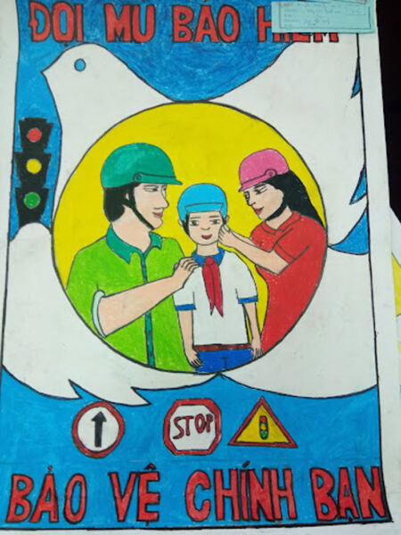 Hình ảnh an toàn giao thông tranh vẽ của học sinh lớp 3