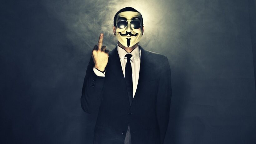 Hình ảnh hacker, Anonymous giơ 1 ngón tay
