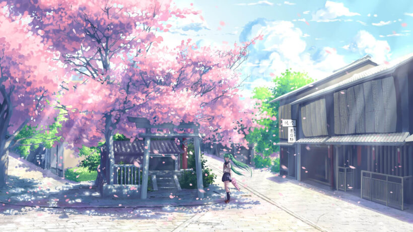Hình ảnh hoa Anh Đào anime, biểu tượng của nước Nhật