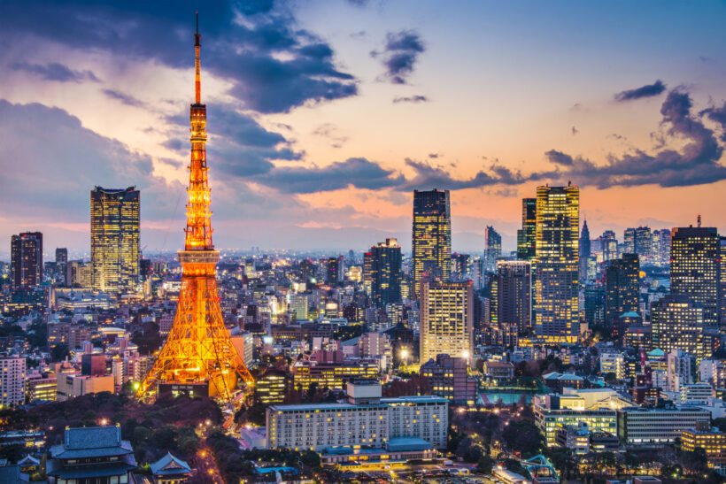 Hình ảnh tháp Tokyo trước hoàng hôn