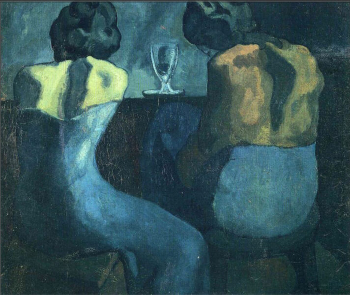 Tranh vẽ Picasso hình hai cô gái ngồi uống rượu