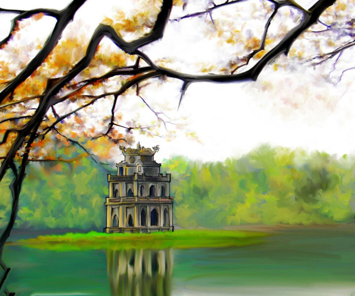 Vẽ tranh đẹp về Hồ Gươm