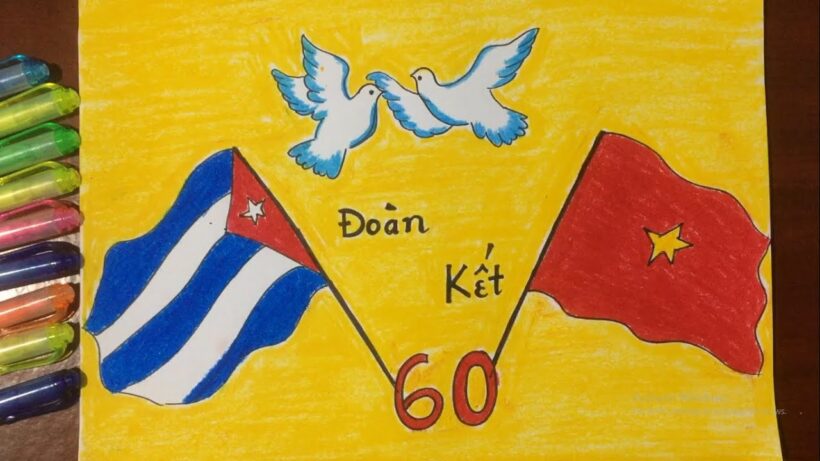 Vẽ tranh tình hữu nghị Việt Nam và Cuba đoàn kết