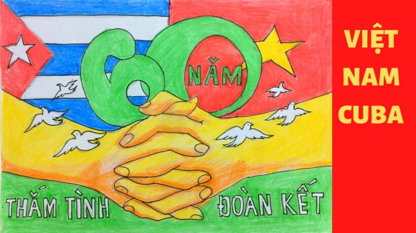 Vẽ tranh tình hữu nghị Việt Nam và Cuba thắm tình đoàn kết 60 năm
