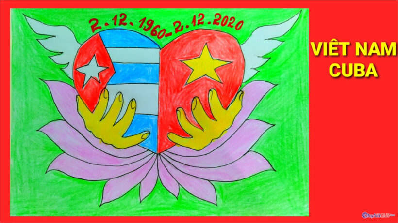Vẽ tranh tình hữu nghị Việt Nam và Cuba thắm tình đoàn kết 60 năm đẹp nhất