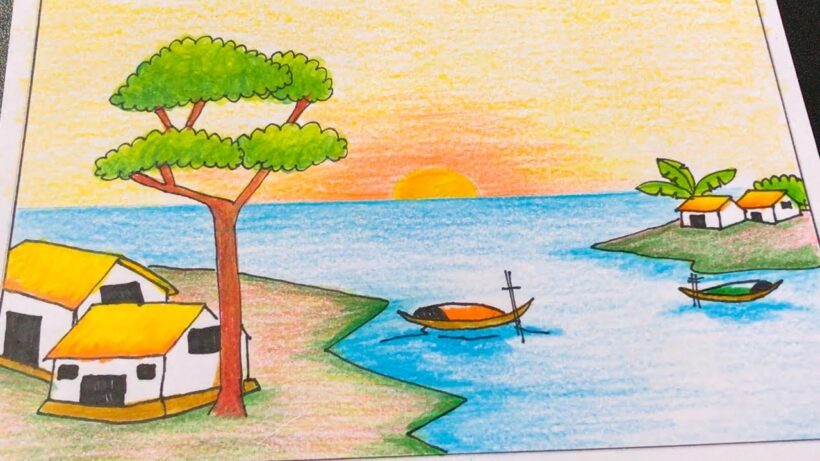 Vẽ tranh về đề tài quê hương phong cảnh sông nước