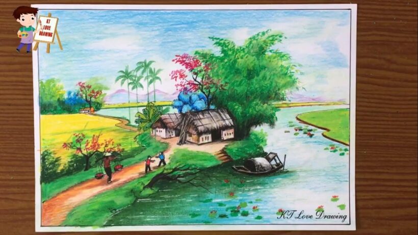 Vẽ tranh về đề tài quê hương phong cảnh thôn xóm