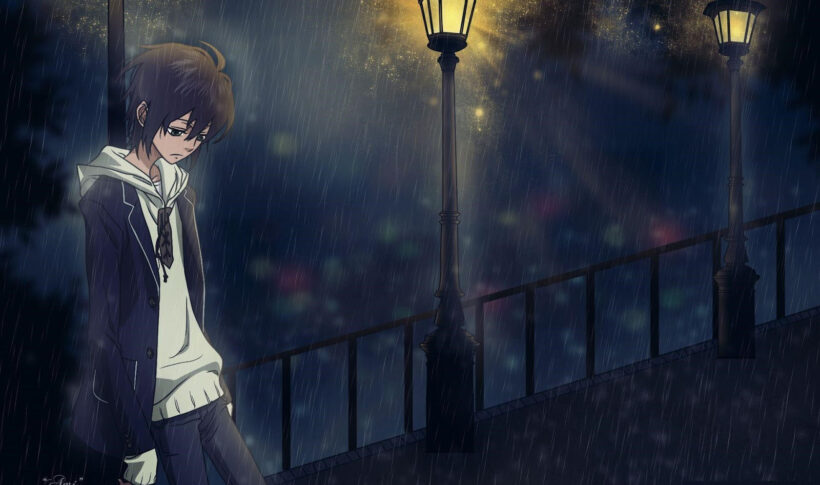 hình ảnh thất tình, buồn dưới mưa của nam anime