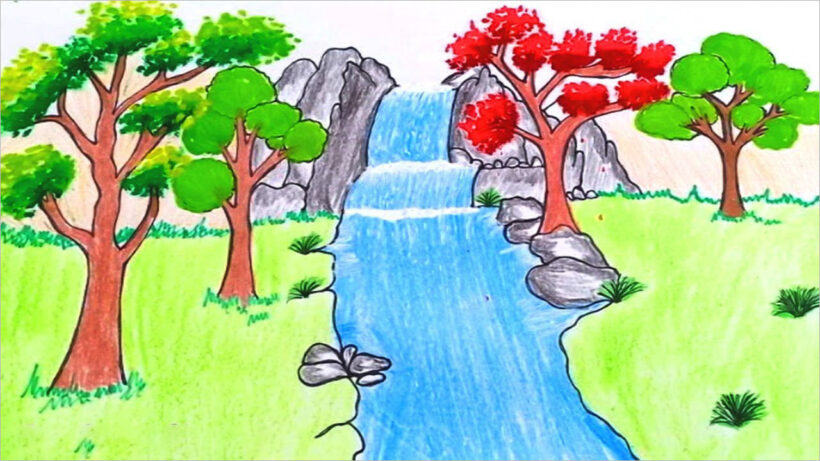 vẽ tranh đề tài phong cảnh quê hương đơn giản dành cho học sinh lớp 9