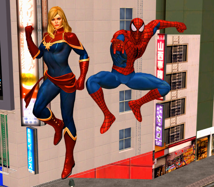 Hình ảnh Captain Marvel và Spider Man
