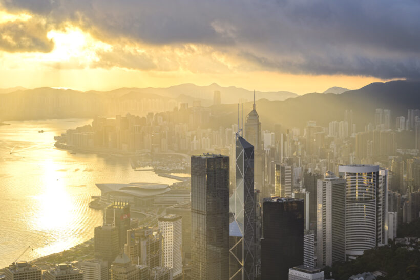 Hình ảnh Hồng Kông khi mặt trời lên