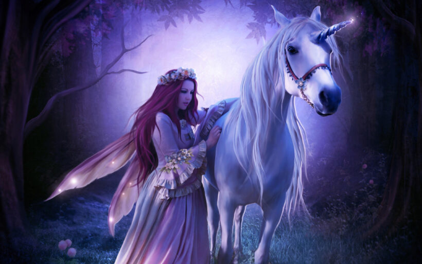 Hình nền Unicorn và cô gái