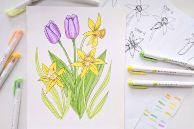 Hình vẽ cách vẽ bông hoa đơn giản và chân thực nhất