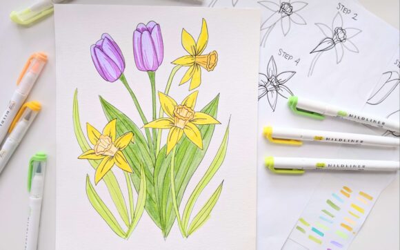 Hình vẽ cách vẽ bông hoa đơn giản và chân thực nhất