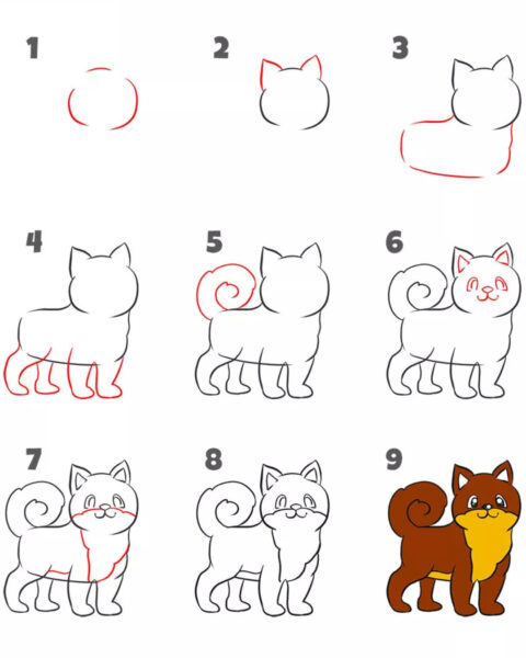 Hình vẽ cách vẽ con vật con chó