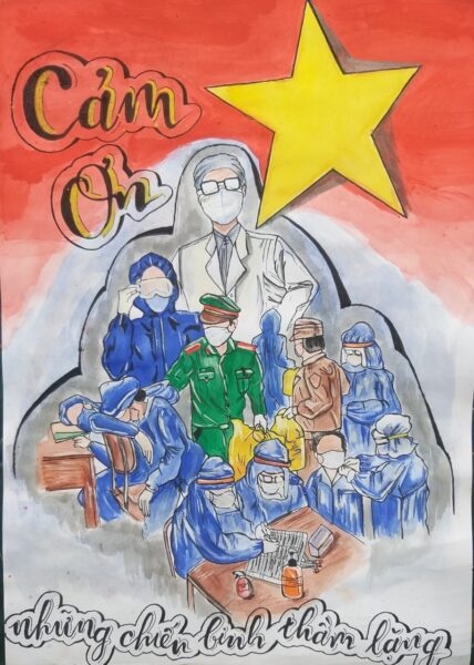 Vẽ tranh về đề tài vững tin Việt Nam cám ơn tuyến đầu chống dịch