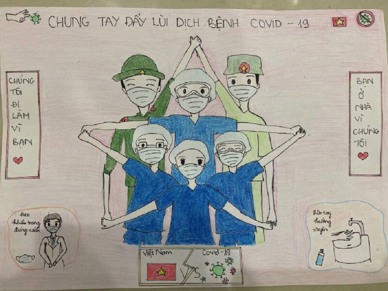 Vẽ tranh về đề tài vững tin Việt Nam chung tay đẩy lùi COVID