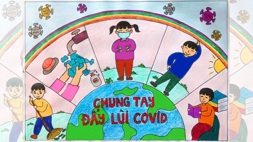 Vẽ tranh về đề tài vững tin Việt Nam cổ vũ tuyến đầu chống dịch