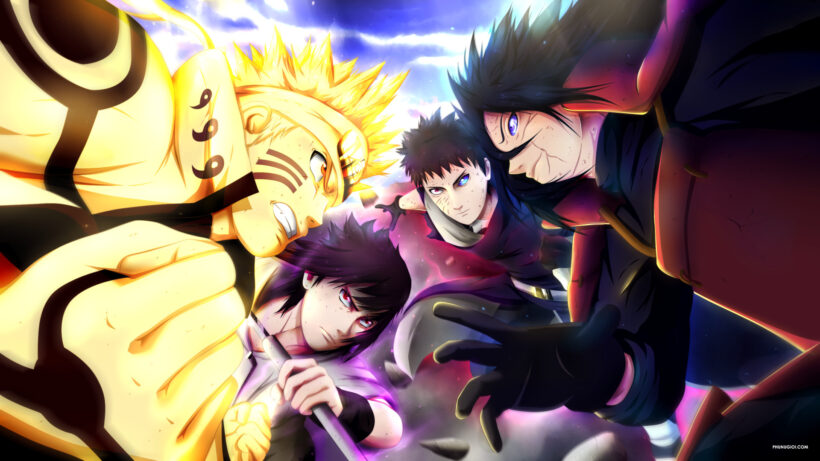 hình nền Obito cùng Naruto và những người bạn