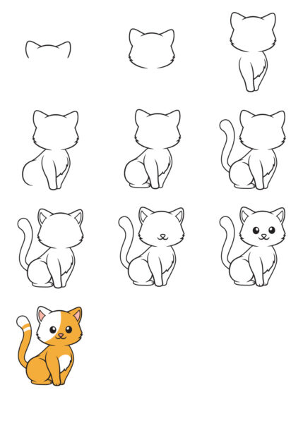 Cách vẽ con mèo cute đơn giản nhất