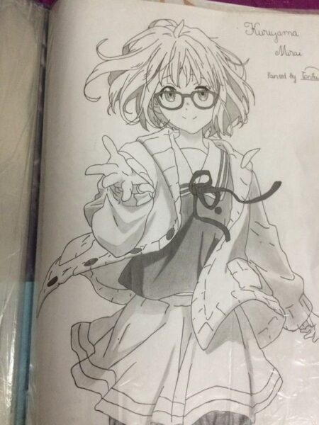 Hình vẽ anime girl deo kính cute