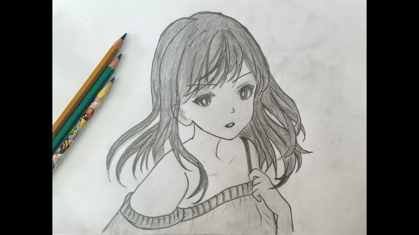 Hình vẽ anime nữ đơn giản