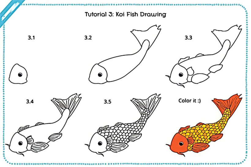 Hình vẽ cá chép, cách vẽ cá chép đơn giản