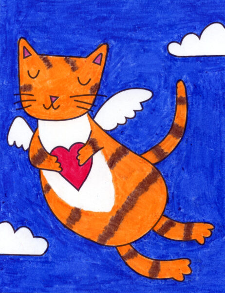 Hình vẽ cách vẽ mèo bằng màu sáp