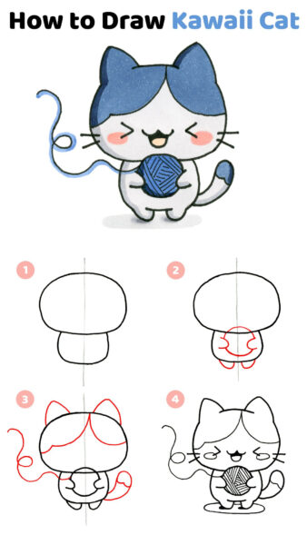 Hình vẽ cách vẽ mèo dễ thương